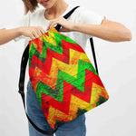 Zig Zag Reggae Pattern Print Drawstring Backpack