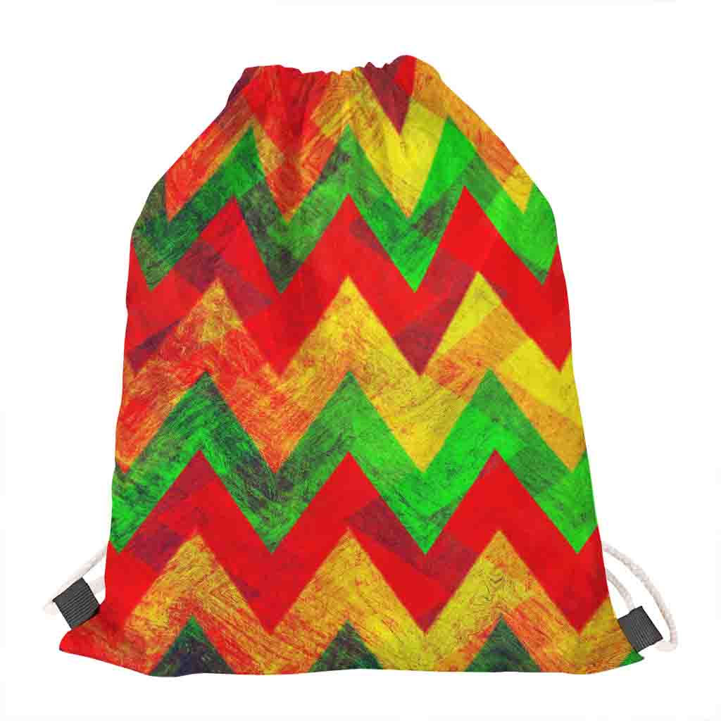 Zig Zag Reggae Pattern Print Drawstring Bag