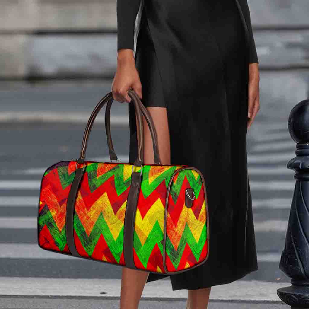 Zig Zag Reggae Pattern Print Duffle Bag