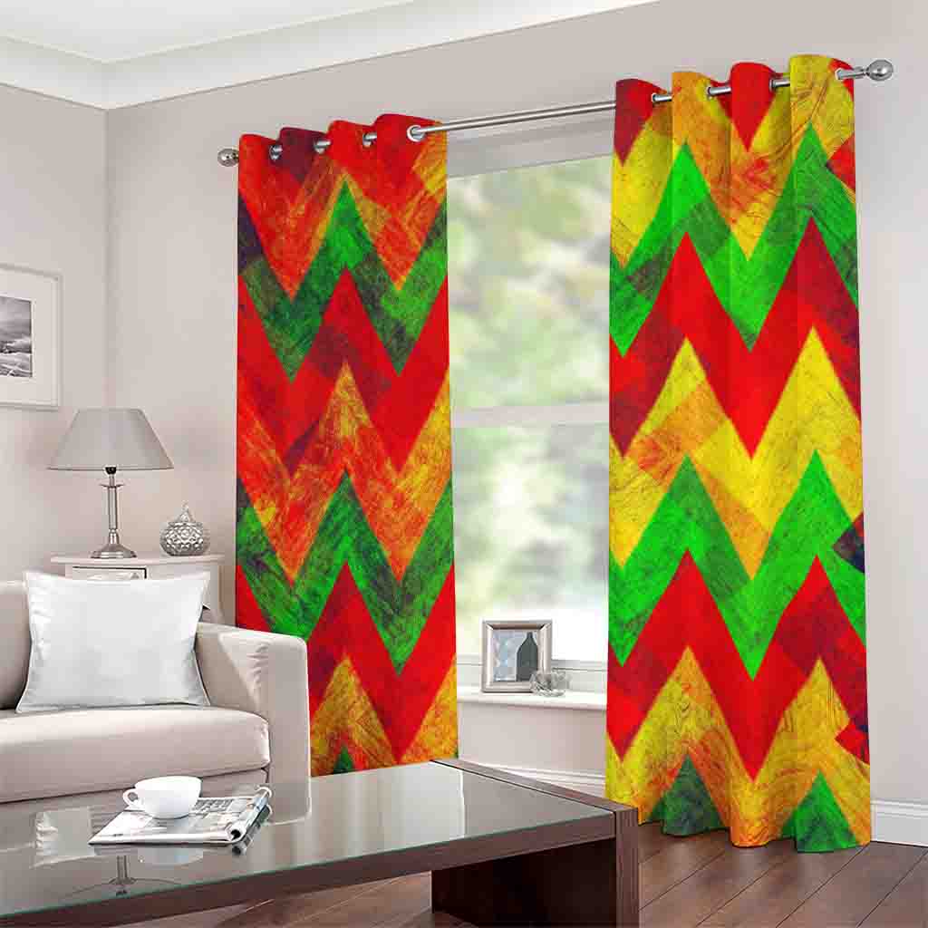 Zig Zag Reggae Pattern Print Extra Wide Grommet Curtains