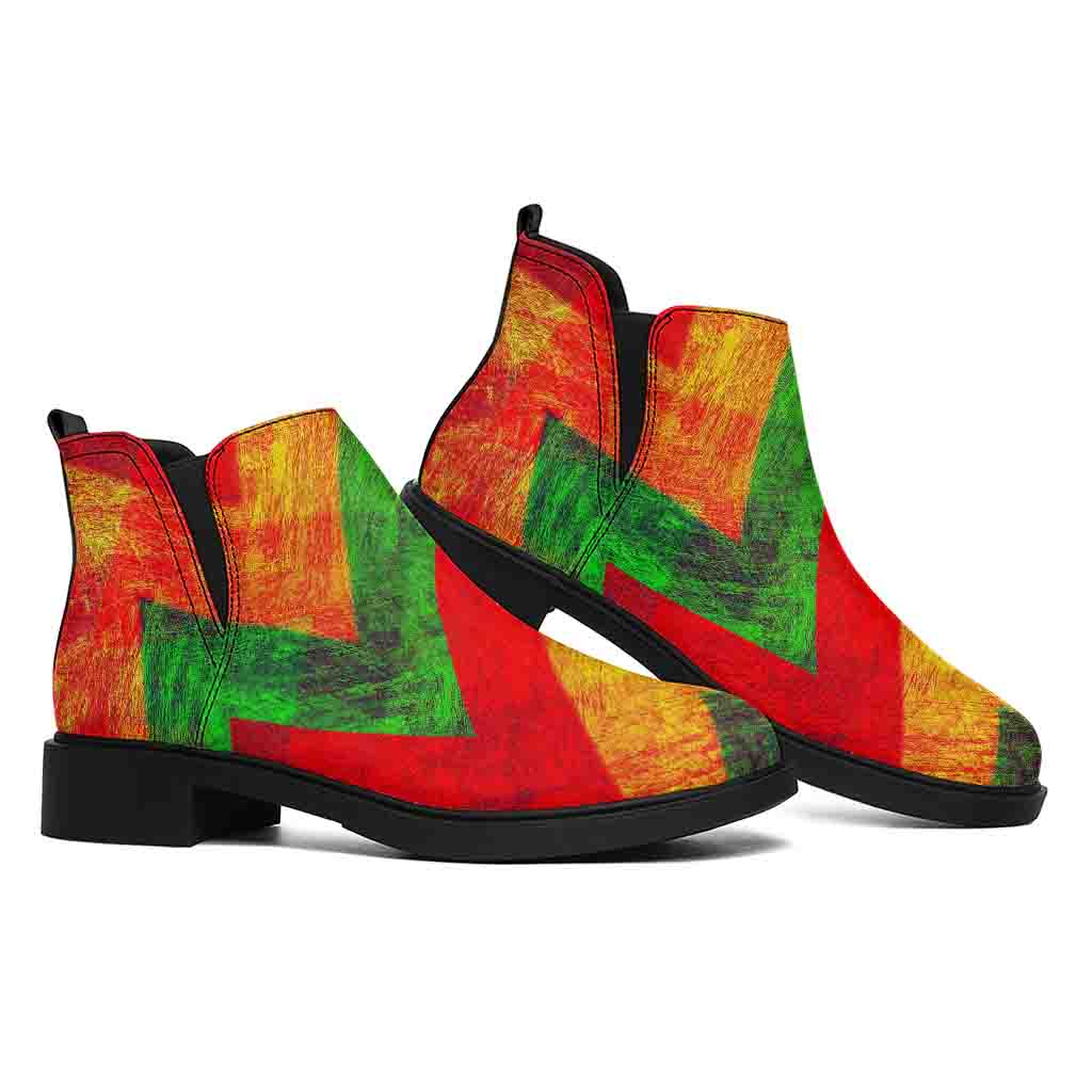 Zig Zag Reggae Pattern Print Flat Ankle Boots