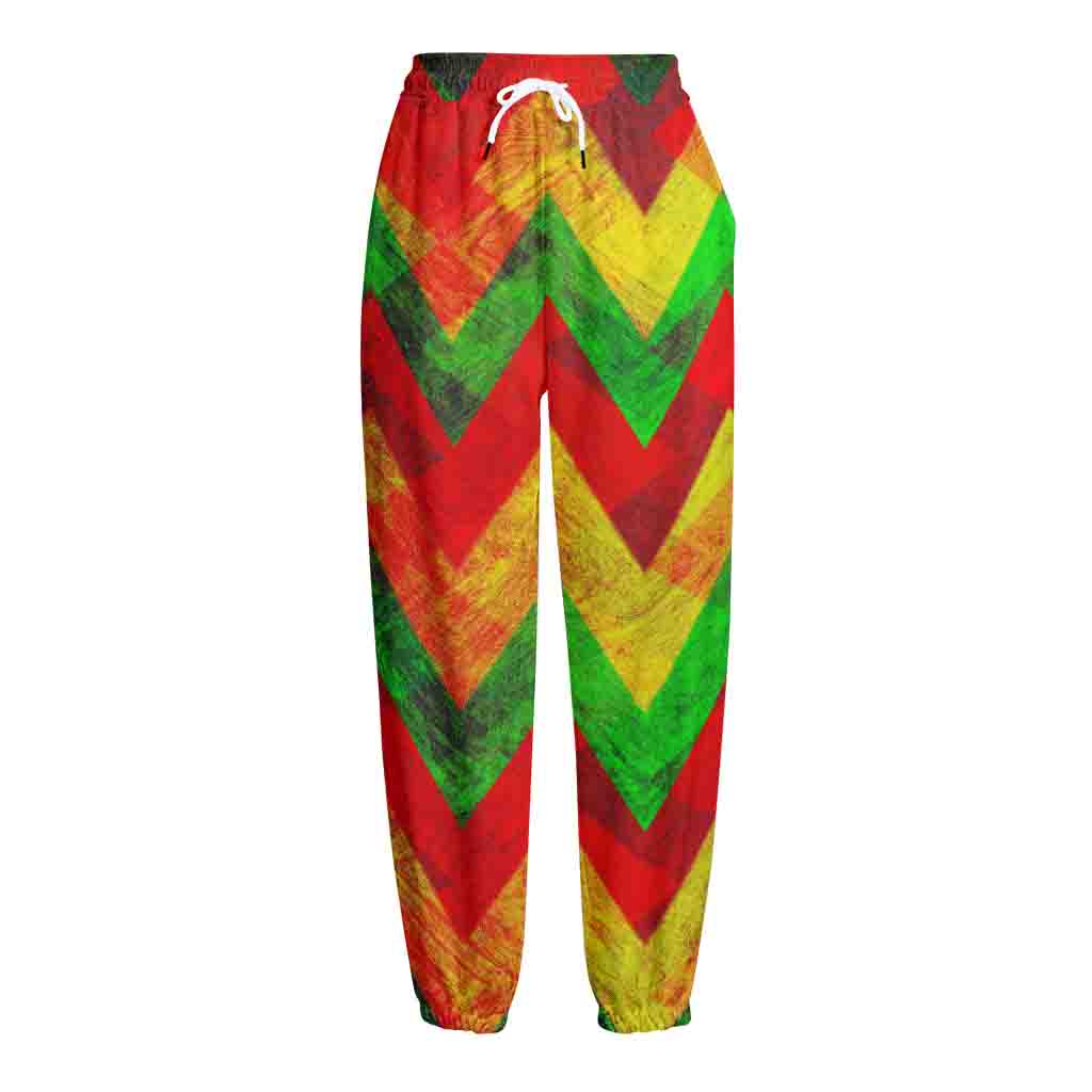 Zig Zag Reggae Pattern Print Fleece Lined Knit Pants