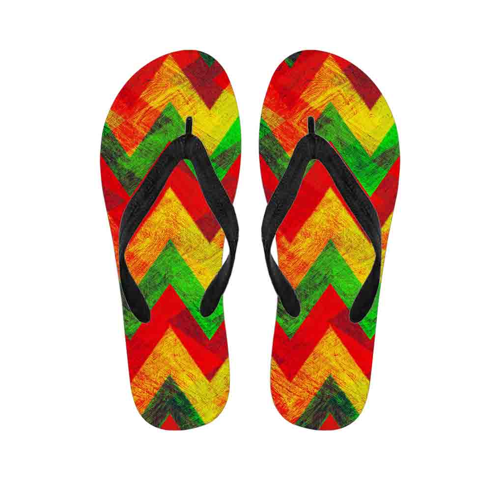 Zig Zag Reggae Pattern Print Flip Flops