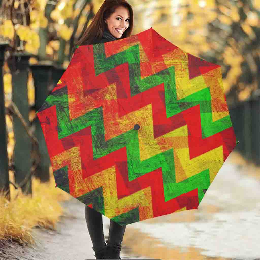 Zig Zag Reggae Pattern Print Foldable Umbrella