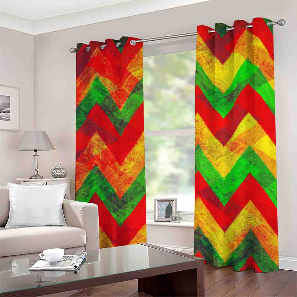Zig Zag Reggae Pattern Print Grommet Curtains