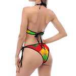 Zig Zag Reggae Pattern Print Halter Scoop Tie Side Bikini
