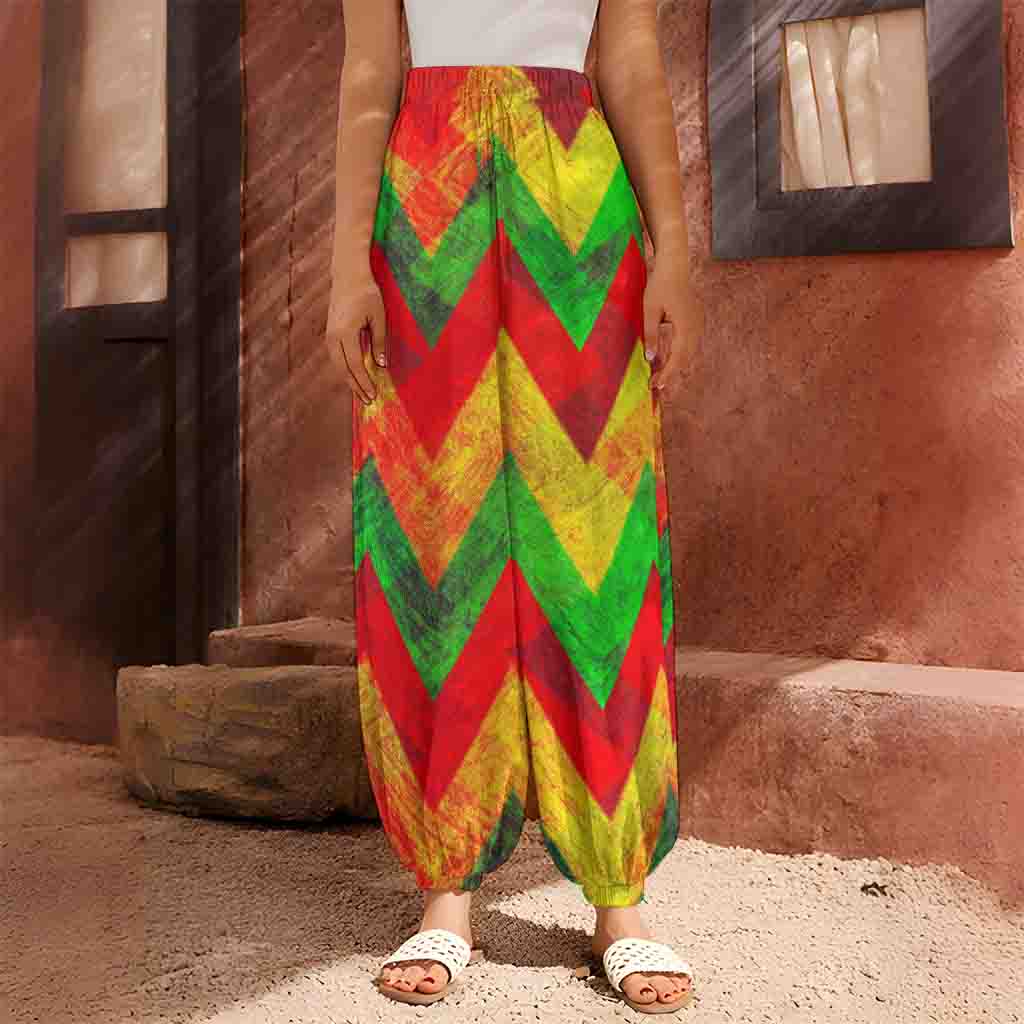 Zig Zag Reggae Pattern Print Harem Pants