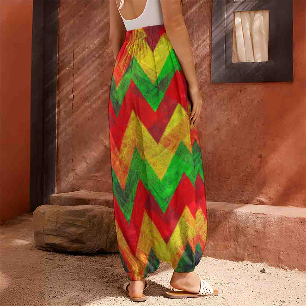 Zig Zag Reggae Pattern Print Harem Pants