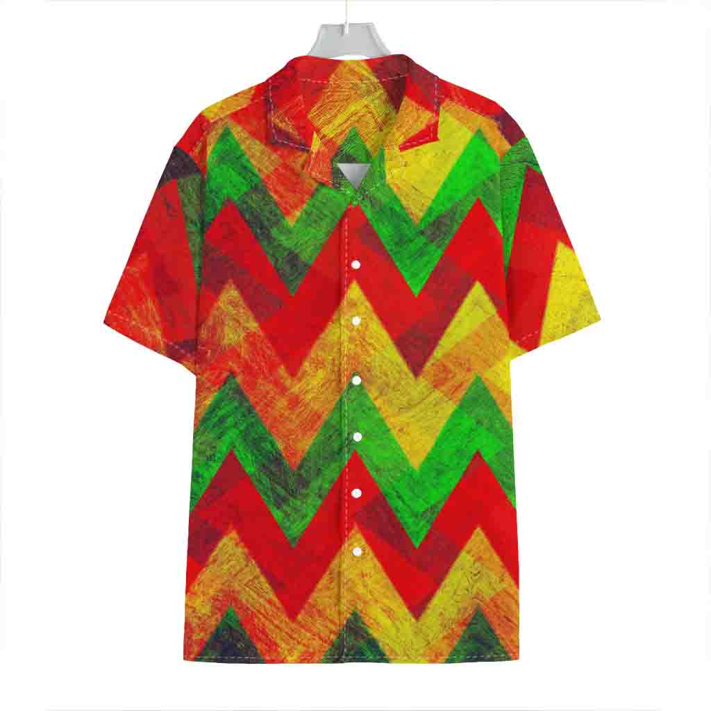 Zig Zag Reggae Pattern Print Hawaiian Shirt