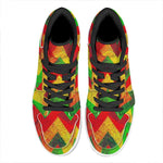 Zig Zag Reggae Pattern Print High Top Leather Sneakers