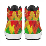 Zig Zag Reggae Pattern Print High Top Leather Sneakers
