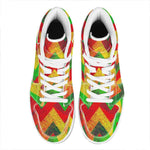 Zig Zag Reggae Pattern Print High Top Leather Sneakers