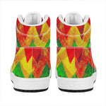 Zig Zag Reggae Pattern Print High Top Leather Sneakers