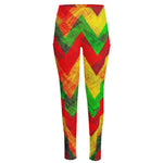 Zig Zag Reggae Pattern Print High-Waisted Pocket Leggings
