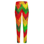 Zig Zag Reggae Pattern Print High-Waisted Pocket Leggings