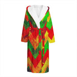 Zig Zag Reggae Pattern Print Hooded Bathrobe