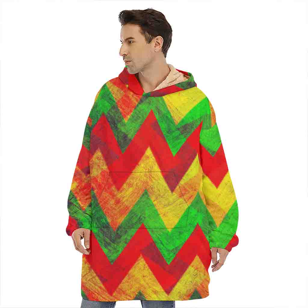 Zig Zag Reggae Pattern Print Hoodie Blanket