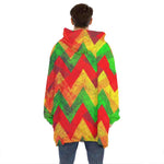 Zig Zag Reggae Pattern Print Hoodie Blanket