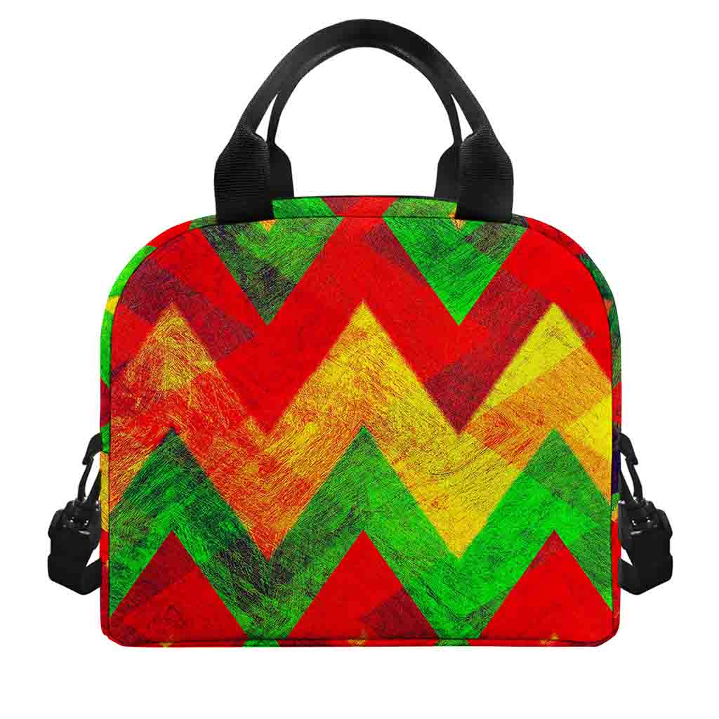 Zig Zag Reggae Pattern Print Insulated Lunch Bag