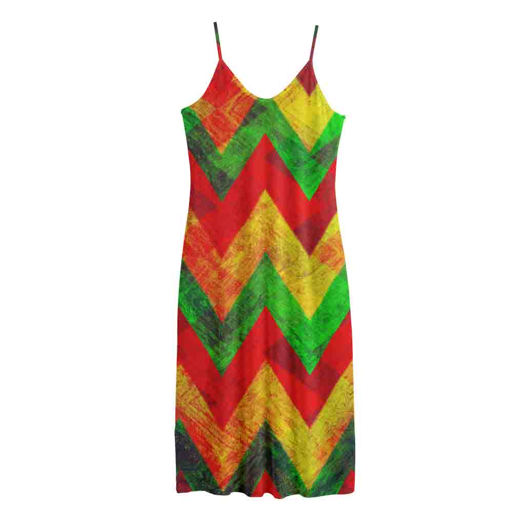 Zig Zag Reggae Pattern Print Jersey Midi Cami Dress