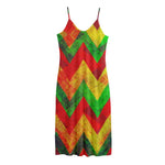 Zig Zag Reggae Pattern Print Jersey Midi Cami Dress