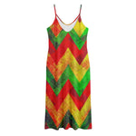 Zig Zag Reggae Pattern Print Jersey Midi Cami Dress