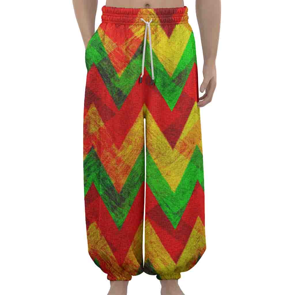 Zig Zag Reggae Pattern Print Lantern Pants