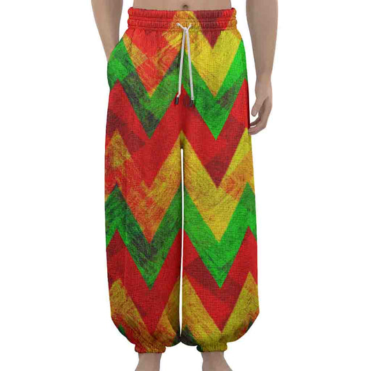 Zig Zag Reggae Pattern Print Lantern Pants