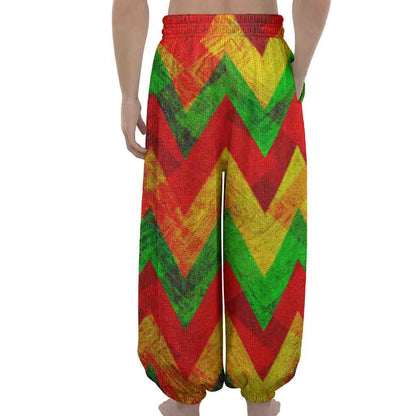 Zig Zag Reggae Pattern Print Lantern Pants