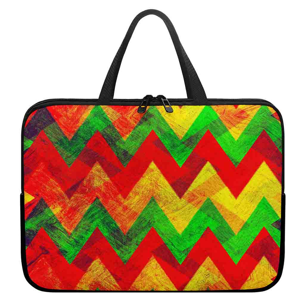 Zig Zag Reggae Pattern Print Laptop Sleeve With Handle
