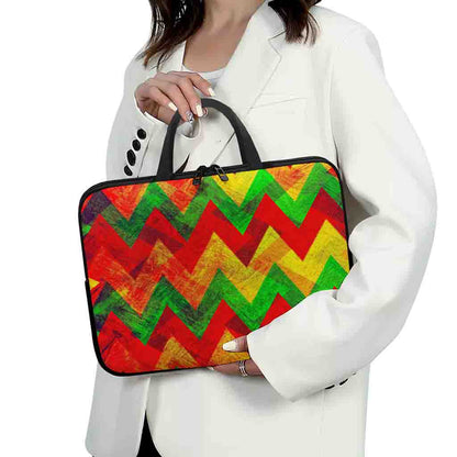 Zig Zag Reggae Pattern Print Laptop Sleeve With Handle