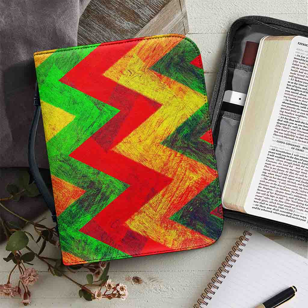 Zig Zag Reggae Pattern Print Leather Bible Cover