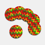 Zig Zag Reggae Pattern Print Leather Coaster Set