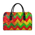 Zig Zag Reggae Pattern Print Leather Duffel Bag