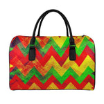 Zig Zag Reggae Pattern Print Leather Duffle Bag