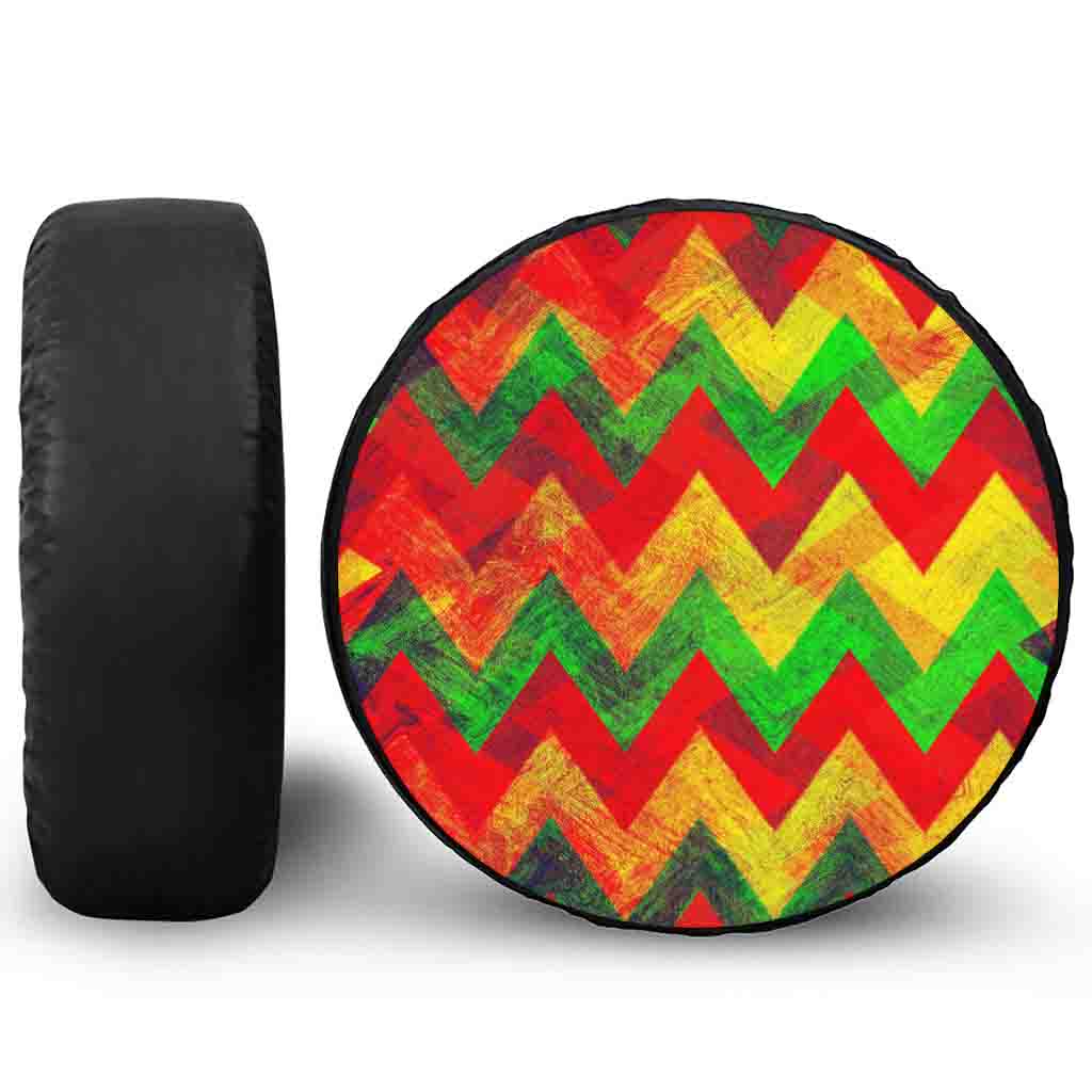 Zig Zag Reggae Pattern Print Leather Spare Tire Cover