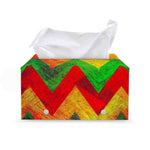 Zig Zag Reggae Pattern Print Leather Tissue Box Cover