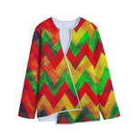 Zig Zag Reggae Pattern Print Long Sleeve Short Coat