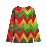 Zig Zag Reggae Pattern Print Long Sleeve Short Coat