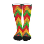Zig Zag Reggae Pattern Print Long Socks