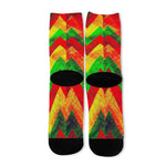 Zig Zag Reggae Pattern Print Long Socks