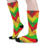 Zig Zag Reggae Pattern Print Long Socks