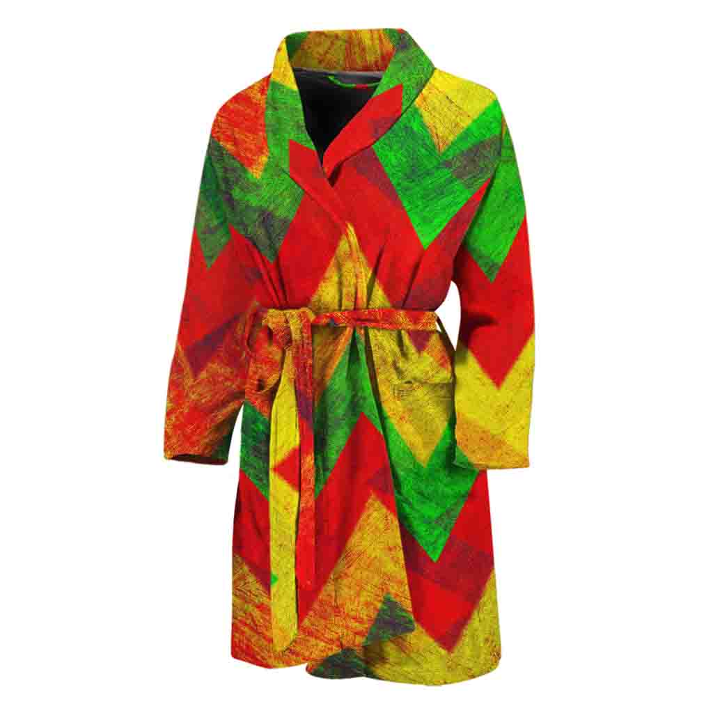 Zig Zag Reggae Pattern Print Men's Bathrobe