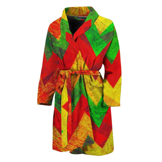Zig Zag Reggae Pattern Print Men's Bathrobe