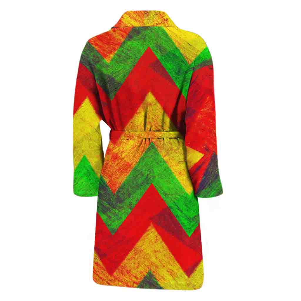 Zig Zag Reggae Pattern Print Men's Bathrobe