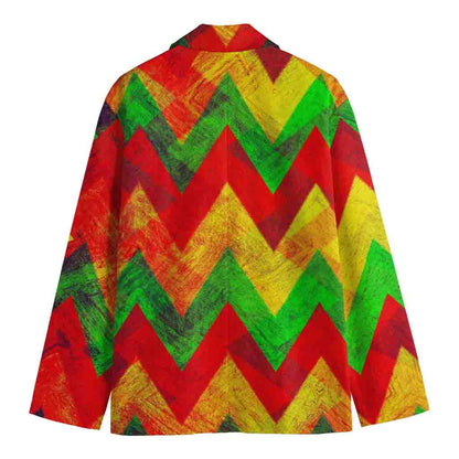 Zig Zag Reggae Pattern Print Men's Blazer