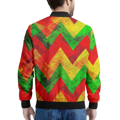 Zig Zag Reggae Pattern Print Men's Bomber Jacket