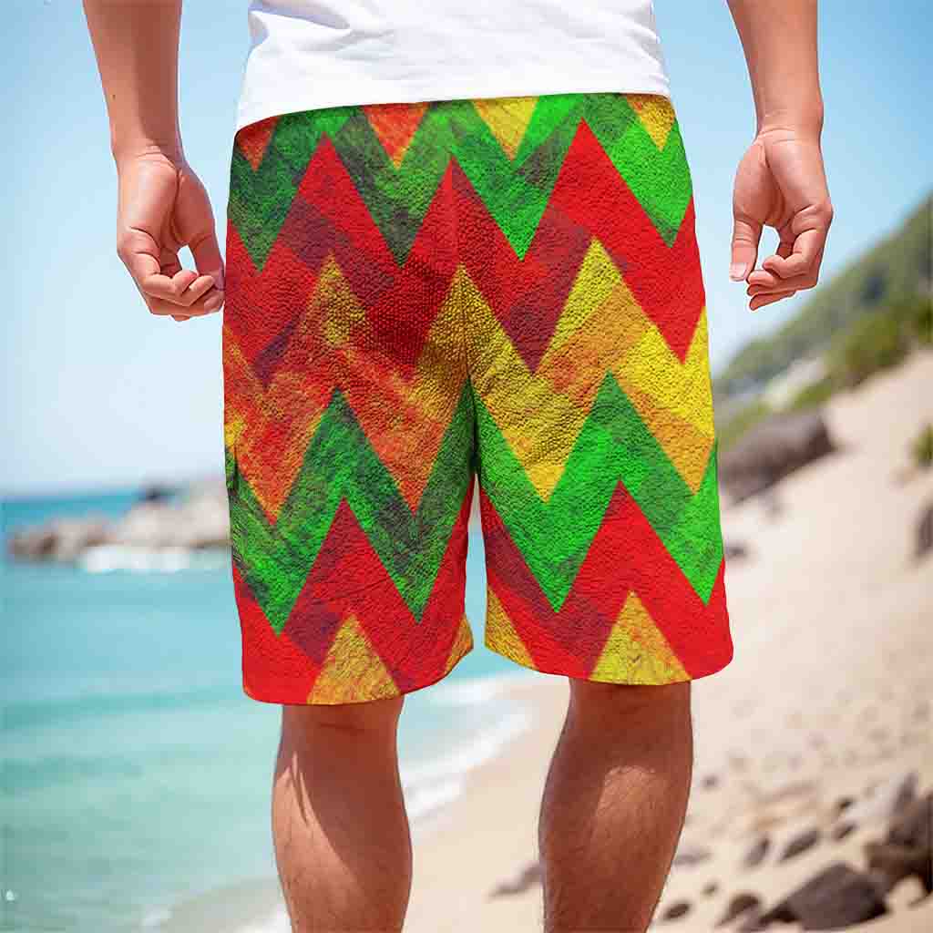 Zig Zag Reggae Pattern Print Men's Cargo Shorts