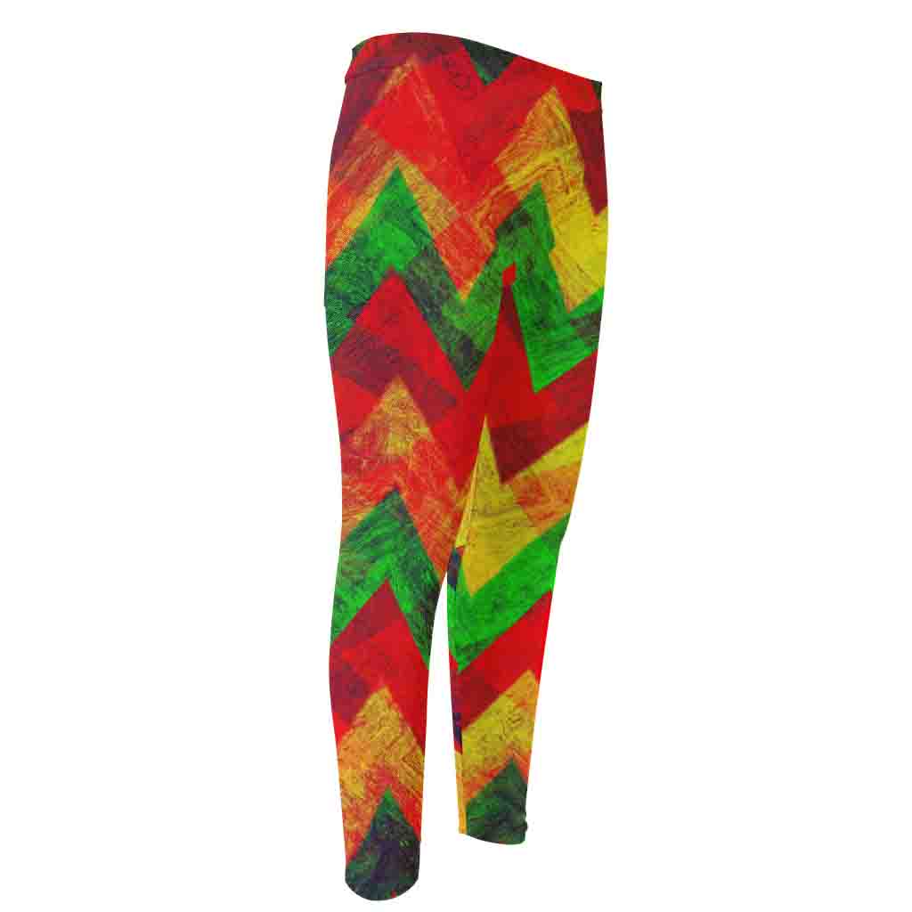 Zig Zag Reggae Pattern Print Men's Compression Pants