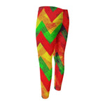 Zig Zag Reggae Pattern Print Men's Compression Pants